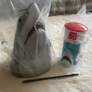 Jaws 50th Anniversary Party Set. Shark popcorn holder and 3D fancy cup.